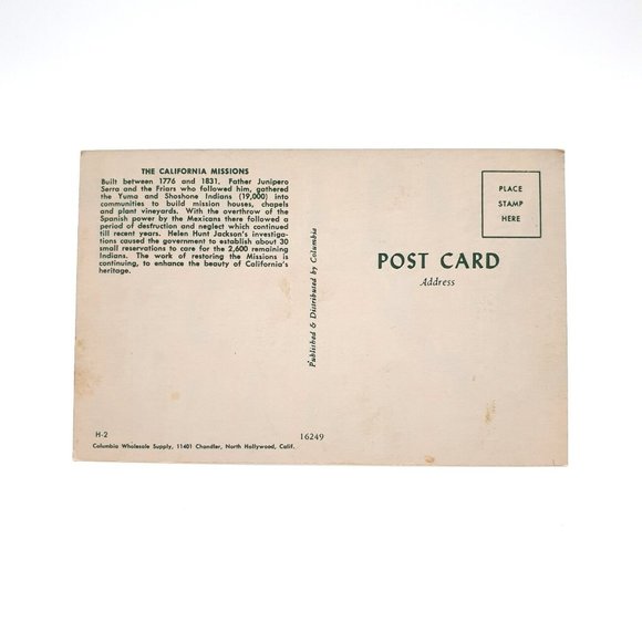 Vintage Postcard California Missions From 1776 to 1831 Father Junipero Serra - Picture 2 of 2